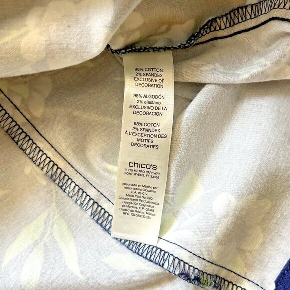 Chico's Women's Jacket Size 2 (L 12) Floral‎ Poplin Cotton Zip-Up Layer Blazer - Picture 8 of 10